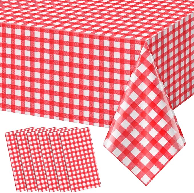 6pcs 54X108inch Red Checkered Tablecloth,Red Gingham Tablecloths