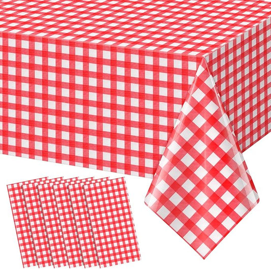 6pcs 54X108inch Red Checkered Tablecloth,Red Gingham Tablecloths
