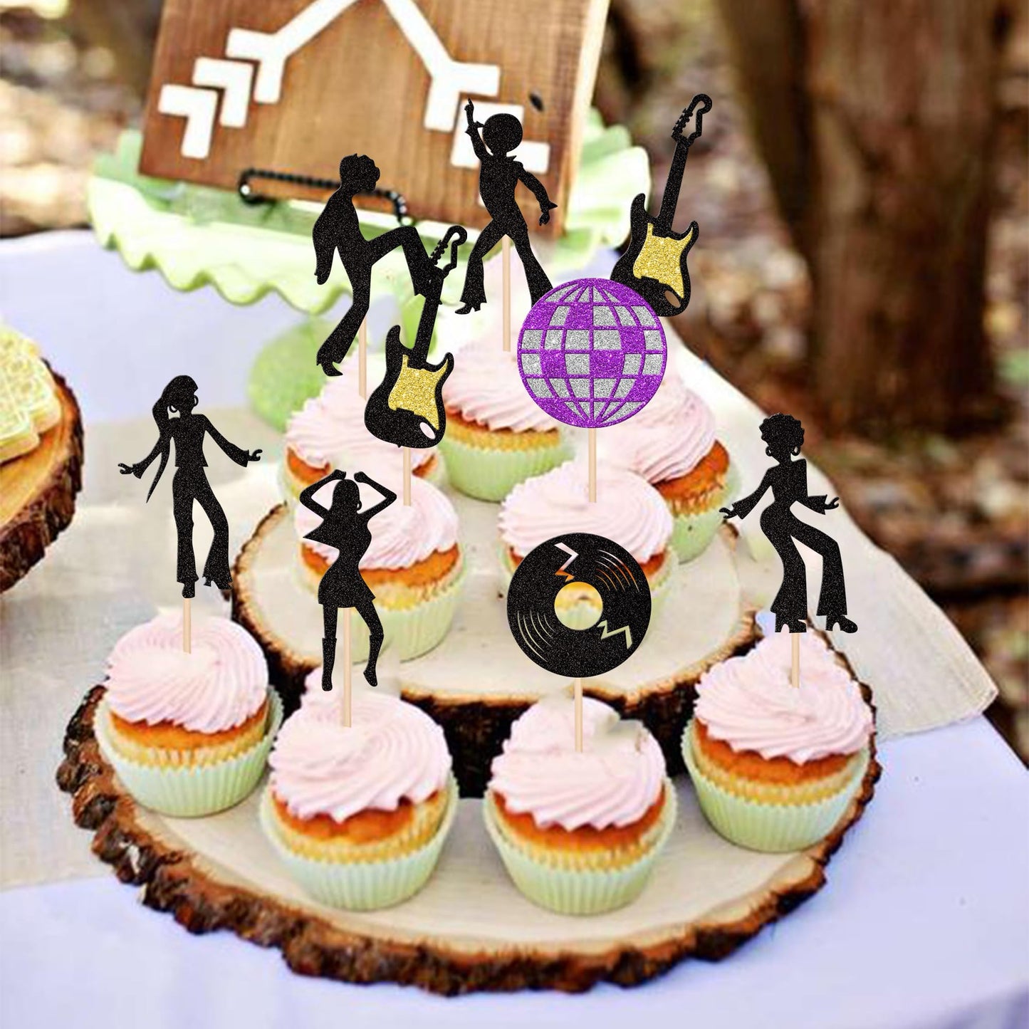 Rsstarxi 24 Pack 70's & 80's Disco Dancing Cupcake Toppers & Picks