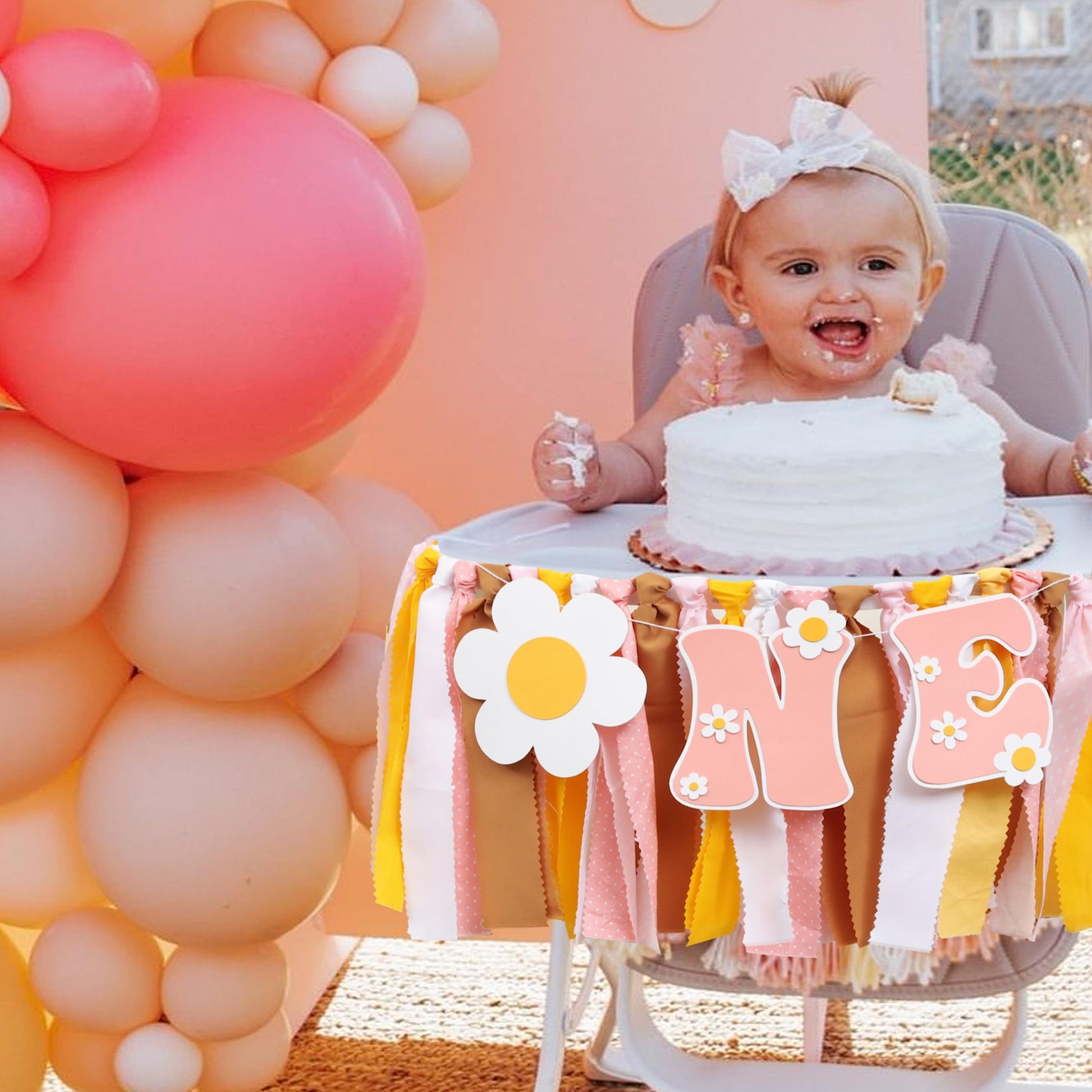 Groovy One First Birthday High Chair Banner - Baby Shower, Hippie