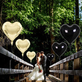 Black Gold Foil Heart Balloons, 18 Inch 10 Pcs Light Gold and Black