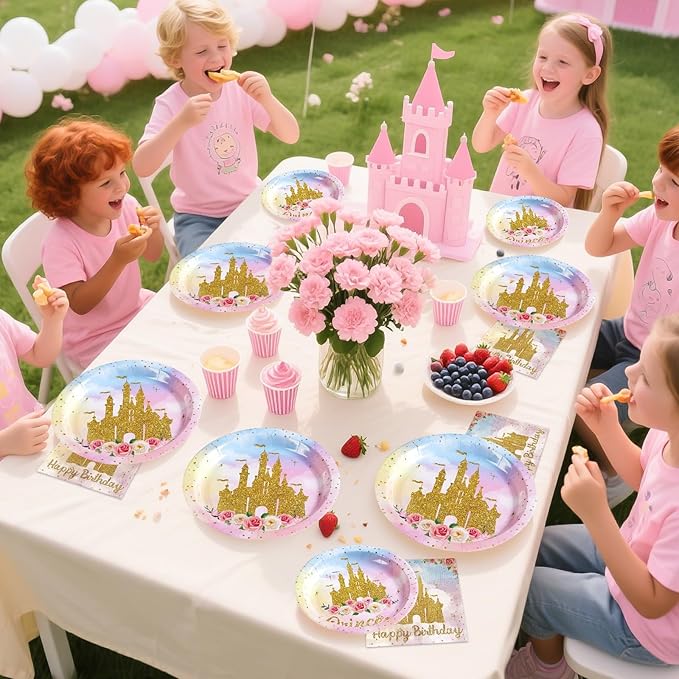 96Pcs Princess Birthday Party Supplies Princess Birthday Plates and