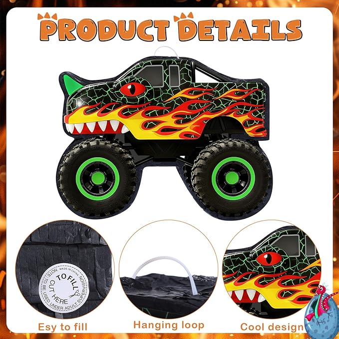 Monster Truck Party Decorations Dinosaur Monster Truck Piñata Dino