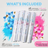 Gender Reveal Confetti Cannon Biodegradable Powder & Heart Shaped