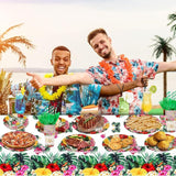 133 PCS Hawaiian Aloha Party Supplies Disposable Dinnerware Set