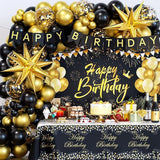 Black and Gold Birthday Decorations for Men Women 71pcs Black and