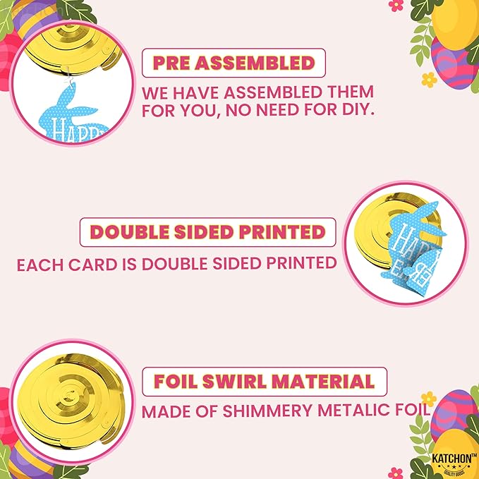 Easter Hanging Swirls Decorations 46 Pack No DIY Easter Decorations
