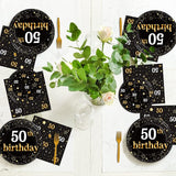 96 Pcs 50th Birthday Party Supplies Paper Plates Napkins Golden