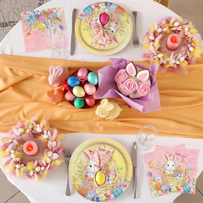 Happy Easter Supplies Kit for 16 Guests Easter Bunny Decorations