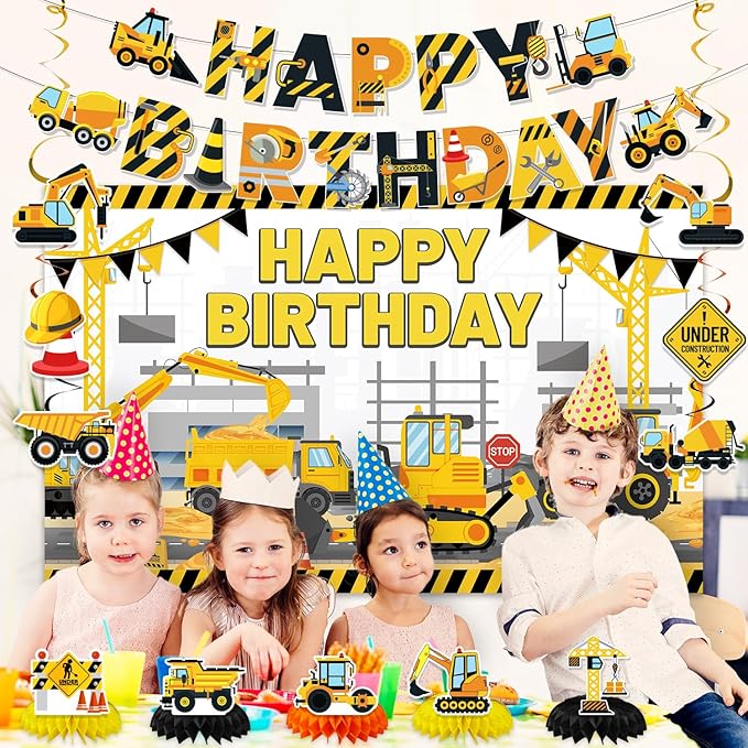 Construction Birthday Party Supplies & Decorations Kit with
