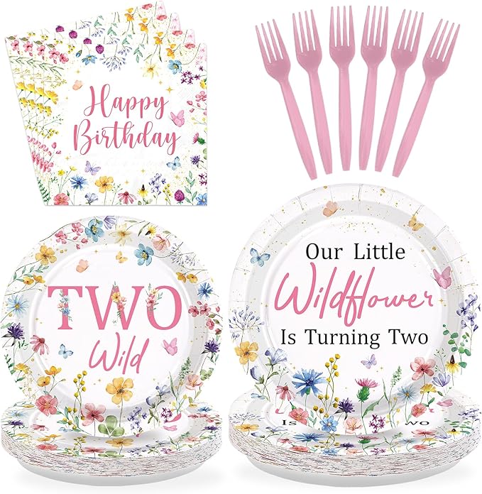96Pcs Wildflower 2nd Birthday Decoration Our Little Wildflower Is