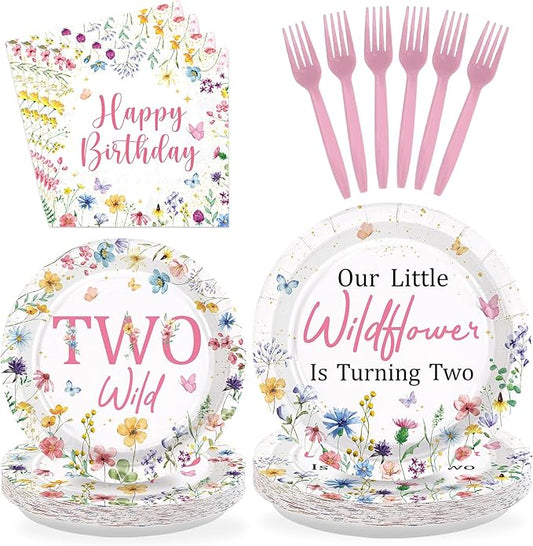96Pcs Wildflower 2nd Birthday Decoration Our Little Wildflower Is
