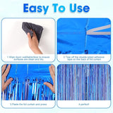 Voircoloria 4 Pack Blue Foil Fringe Backdrop Curtains, Tinsel