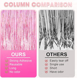 Voircoloria 2 Pack 3.3x8.2 Feet Laser Pink Foil Fringe Backdrop