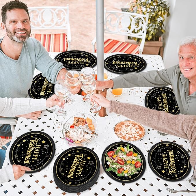 50Pcs Happy Retirement Party Oval Plates 11 Inch Large Retirement