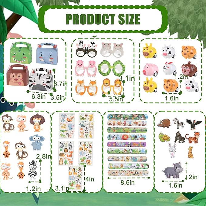 110 Pcs Jungle Safari Party Favors Animal Theme Party Surprised kit