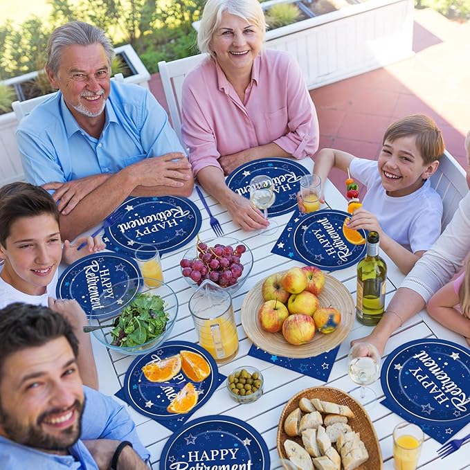 50 Guests Retirement Plates and Napkins Party Supplies Happy
