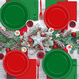 50 Guests Christmas Party Supplies Red and Green Plates and Napkins