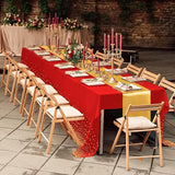 Breling 8 Pack Red and Gold Disposable Plastic Tablecloths and Satin