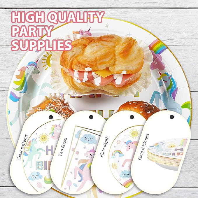 96Pcs Magical Pastel Unicorn Birthday Party Decorations 350 GSM