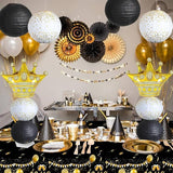 Gold and Black Balloon Column Stand Kit,Crown Balloon And Paper