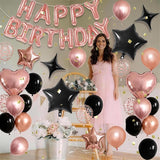 Rose Gold and Black Birthday Decorations for Women Black Pearl Rose