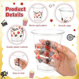 50 Pcs Movie Night Cups 12 oz Plastic Movie Theme Glasses Clear