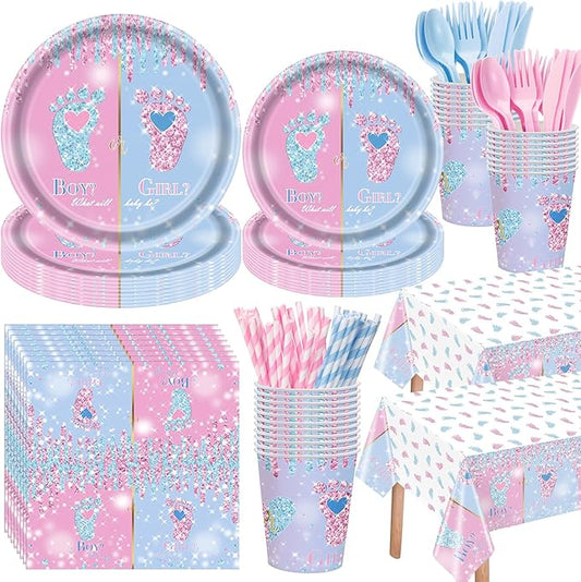 452 Pcs Gender Reveal Party Decoration for 50 Guests Boy or Girl
