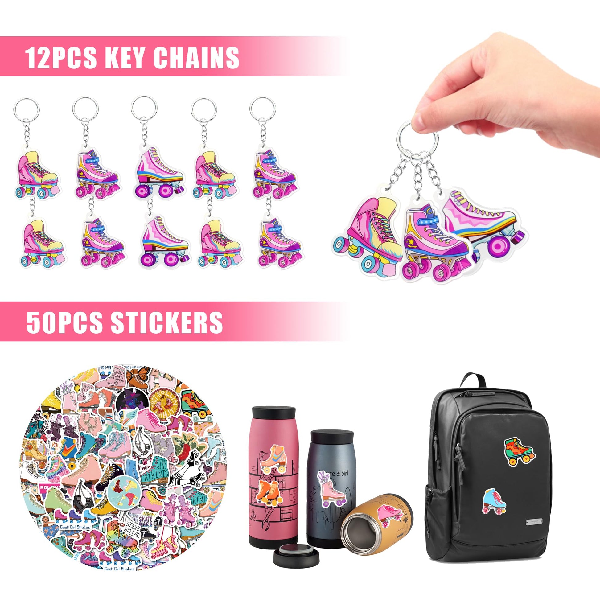 Tazimi 122 PCS Roller Skate Party Favors Skating Party Supplies with