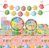 98PCS Easter Party Supplies Happy Easter Paper Plates and Napkins