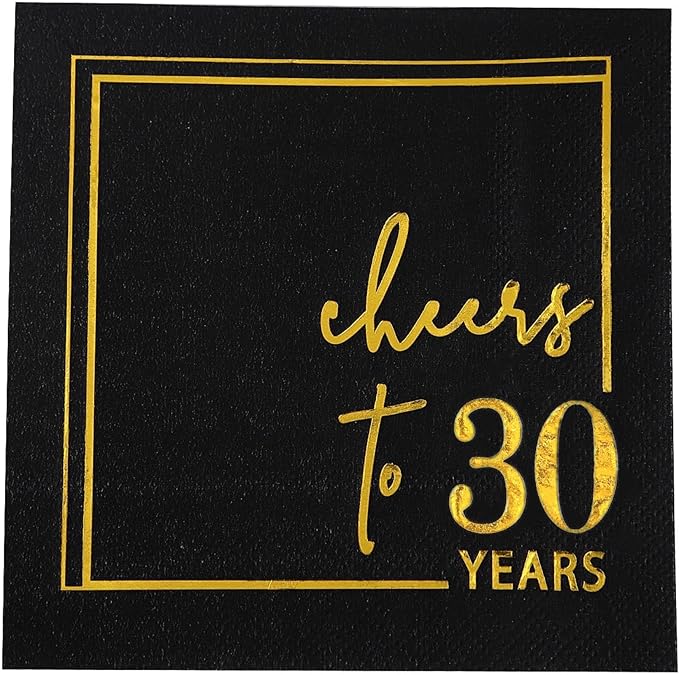 Cheers to Years Cocktail Napkins - 50 PK - 3-Ply Birthday Napkins 5x5