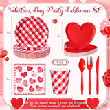 175 Pcs Valentines Party Supplies Set for 25 Guests Red Heart Paper
