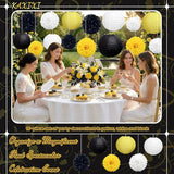 KAXIXI 15 Pcs Yellow Black White Party Decorations - Hanging Paper