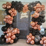 HILAVO Rose Gold and Black Balloons, 12Inch Metallic Rose Gold and