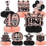 40th Birthday Decorations Women - 9pcs Pink Birthday Party