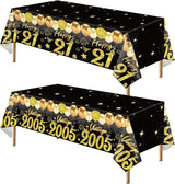 Uiorgui 2pcs 21st Birthday Tablecloth, Black Gold 21st Birthday