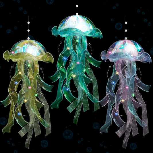 Rossesay 3 Pcs Jellyfish Lamp Colorful Jelly Fish Light Hanging