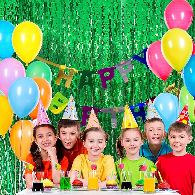Tinsel Foil Fringe Curtains Wavy Backdrop for Parties Sparkle #6