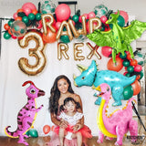 Large Pink Dinosaur Balloons for Birthday Party Pack of 4 Pastel