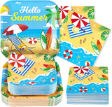 200Pcs Beach Party Supplies Hello Summer Party Plates and Napkins