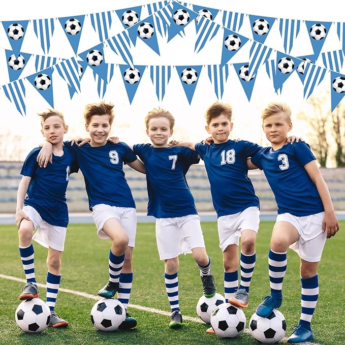Faccito 5 Pack Blue Soccer Banners Soccer Party Decorations Sports