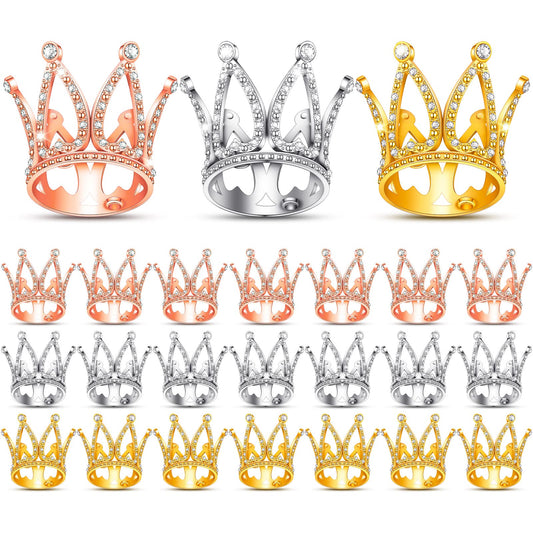 24 Pcs Crown Cake Topper Mini Baby Crown Tiny Queen Small Alloy Multi 