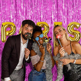 BOMSI 5 Pack Hot Pink Party Decorations - Tinsel Curtain Streamers