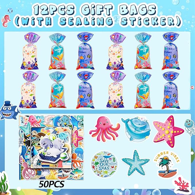 110Pcs Under the Sea Party Favors Ocean Party Favors Cute Sea Animal