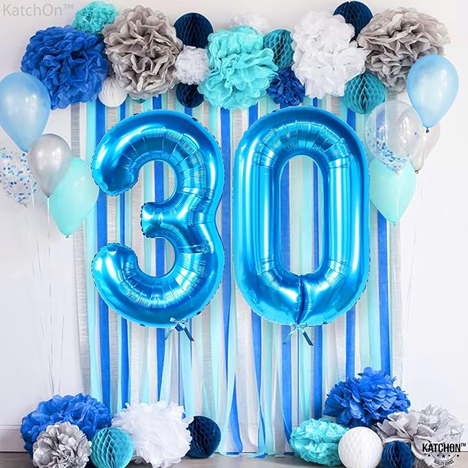 Giant Blue 0 Number Balloons - 40 Inch | 0 Digit Balloon for Ocean