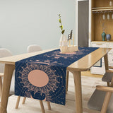 Moon Sun Table Runner, Mystical Blue Space Galaxy W13"x L60" Moon Sun