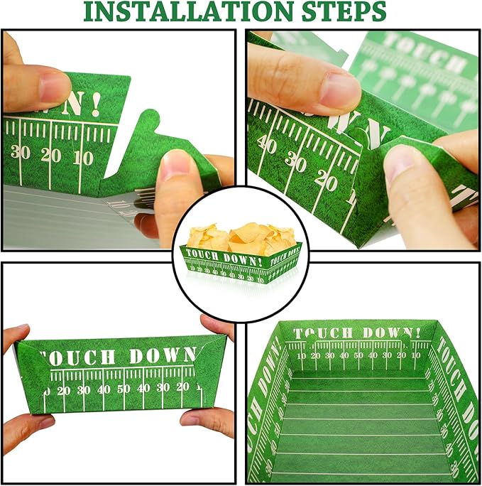50Pcs Football Party Favors & Supplies Paper Food Tray Disposable