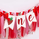 Strawberry One High Chair Banner Strawberry 1st Birthday Party