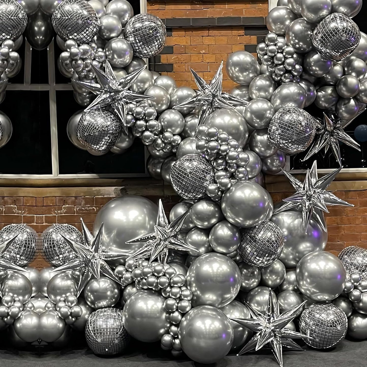 Yishebapa 145pcs Metallic Silver Balloons Different Sizes 18 12 10 5