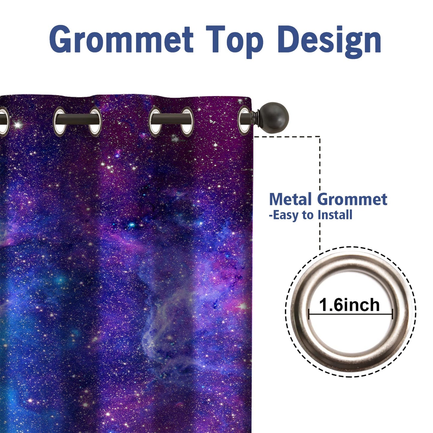 Jekeno Galaxy Blackout Curtain Outer Space Nebula Universe Stars